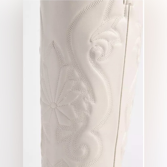 NEW Extra Wide Calf Knee High Boots Off-white, Western Cowgirl Style - size 9 - Picture 7 of 13